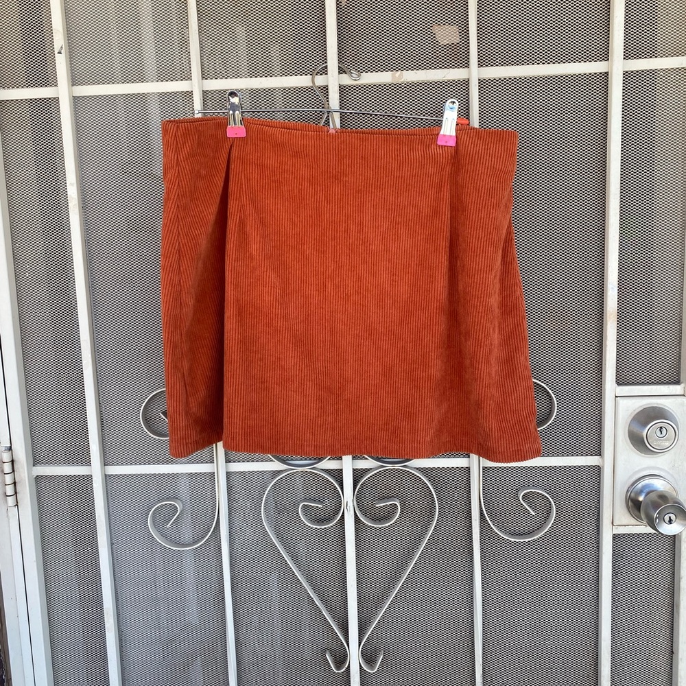 Rust Corduroy A-Line Skirt - Women